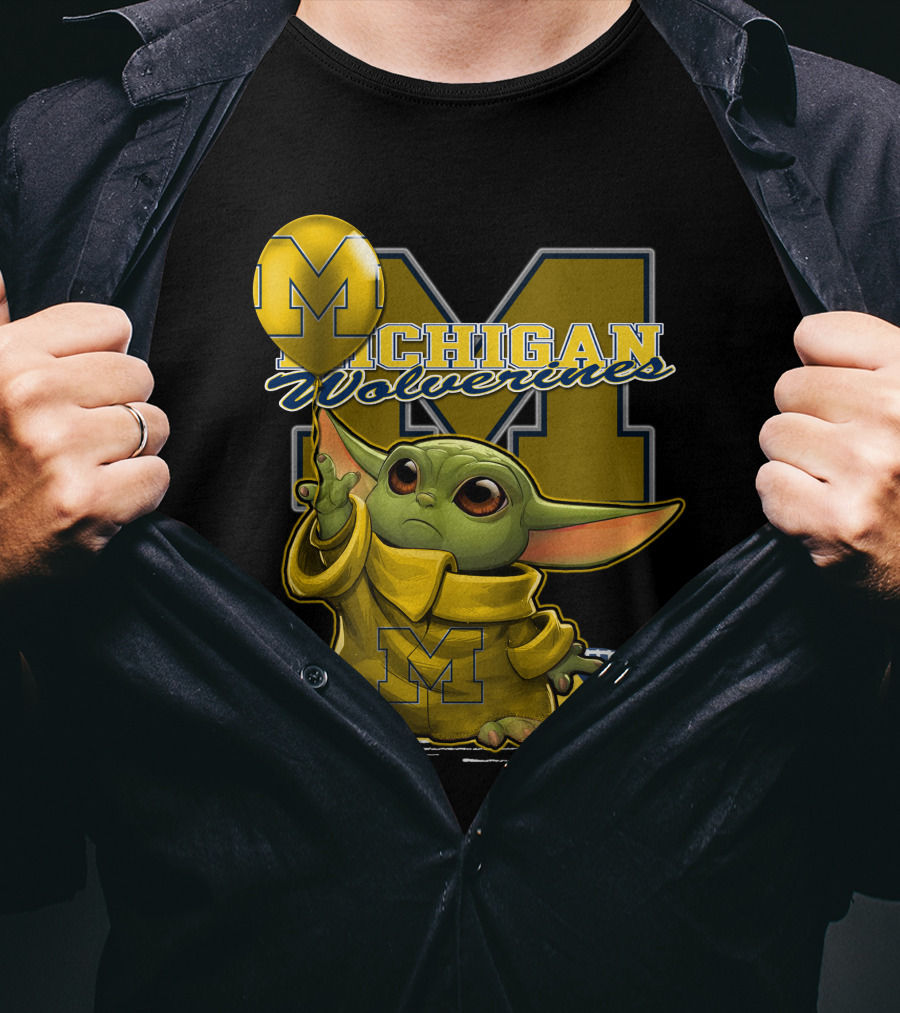 Yoda Michigan Wolverines Football Balloon T-Shirt