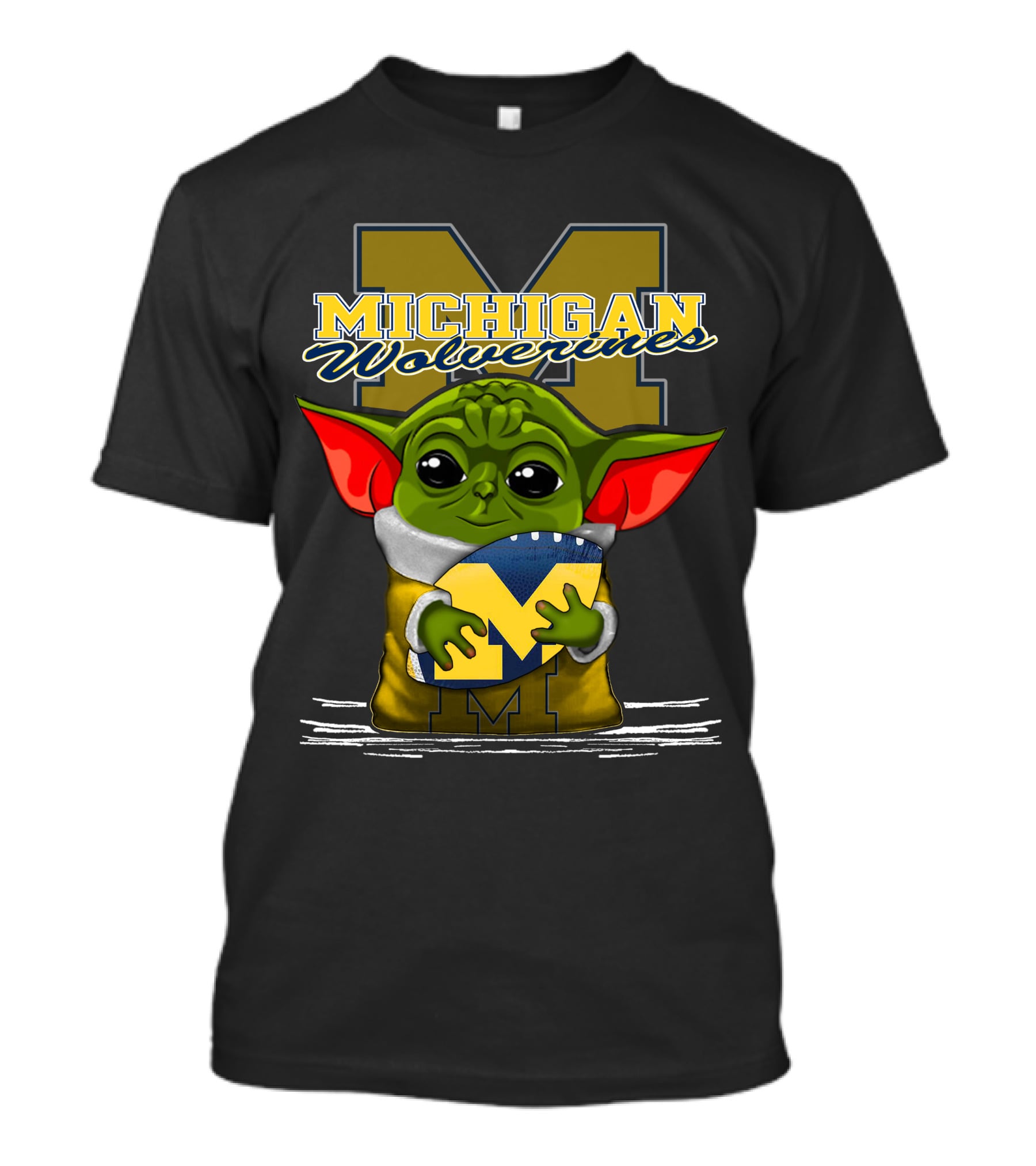 Michigan Wolverines Yoda Holding Football T-Shirt