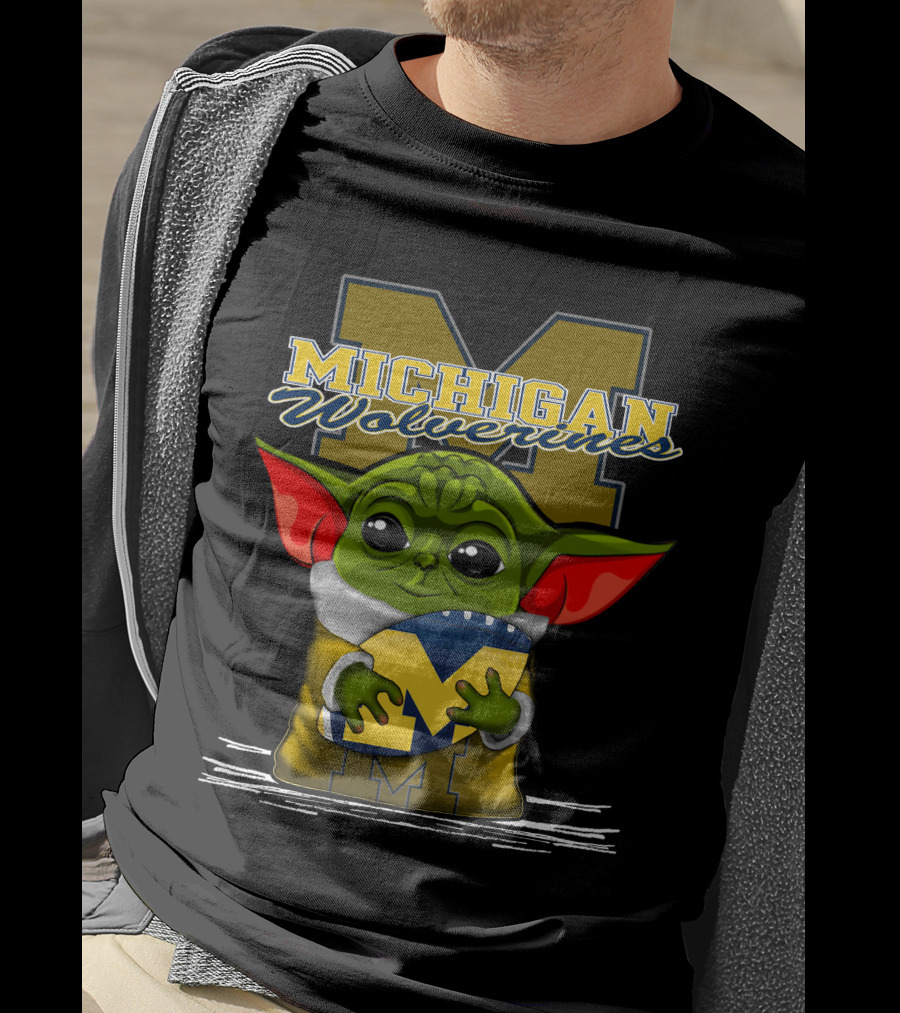 Michigan Wolverines Yoda Holding Football T-Shirt