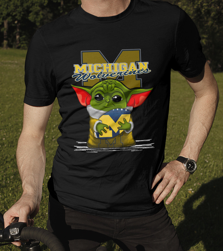 Michigan Wolverines Yoda Holding Football T-Shirt