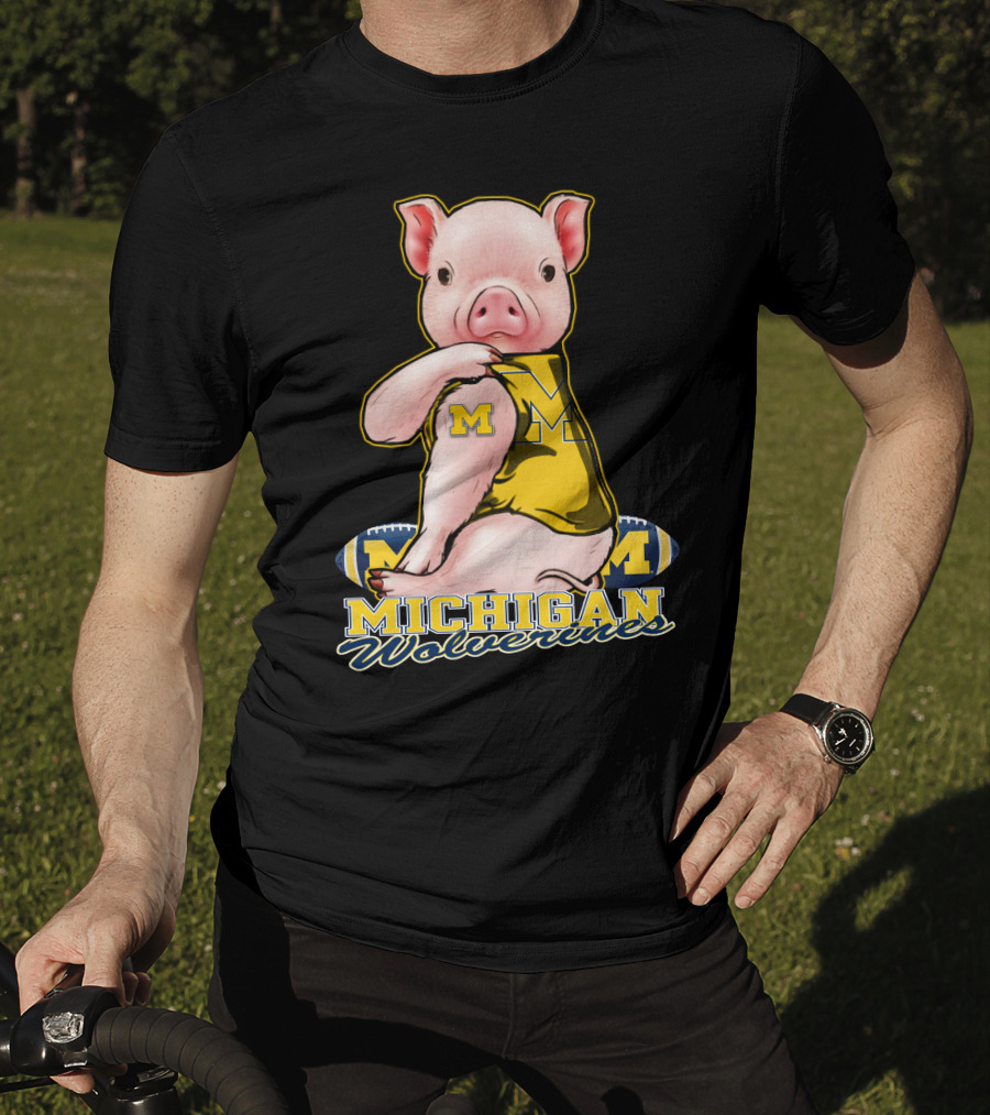 Michigan Wolverines Pig Football T-Shirt
