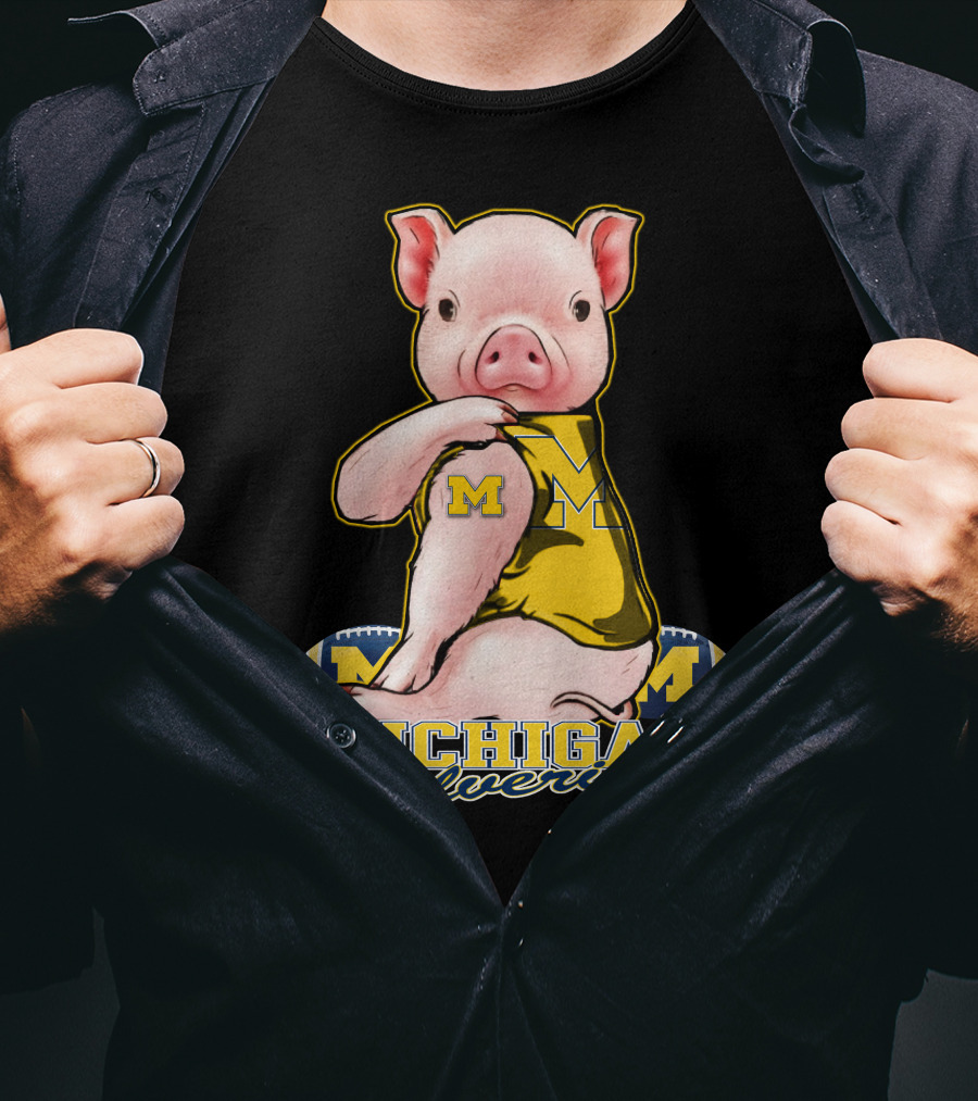 Michigan Wolverines Pig Football T-Shirt
