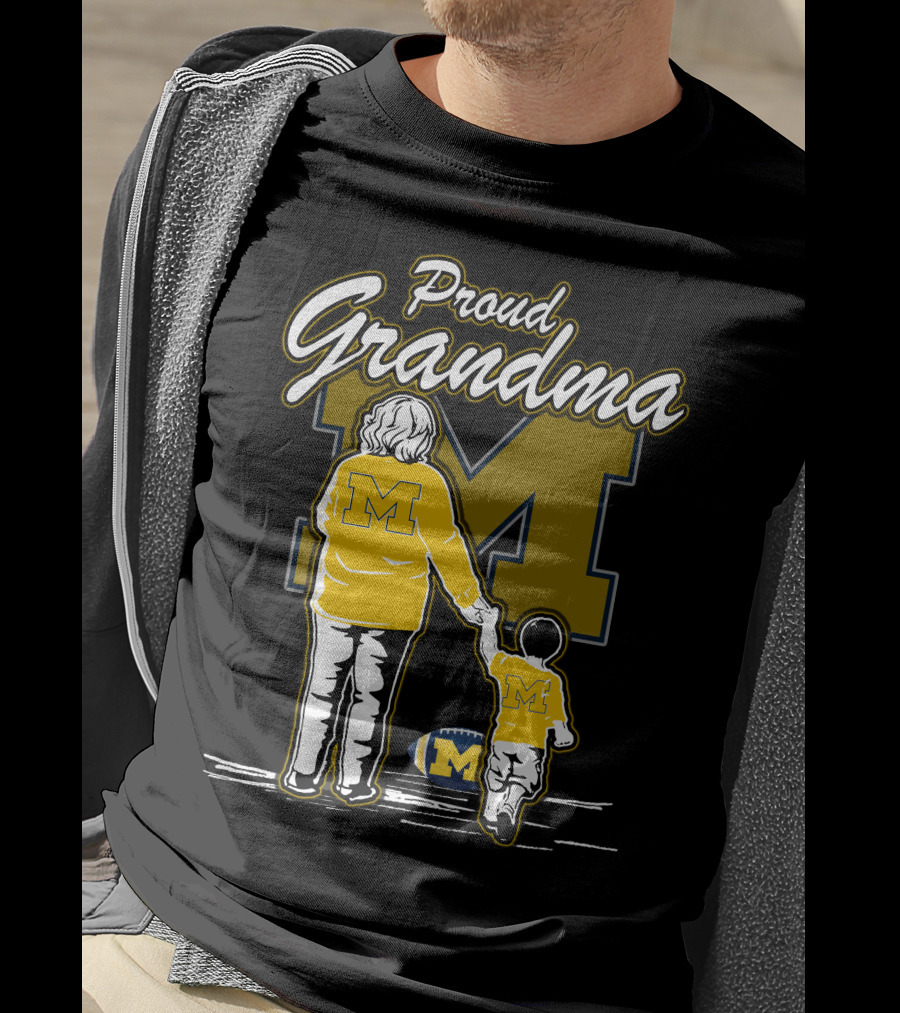 Proud Grandma Michigan Wolverines Football Fan With Large 'M' T-Shirt