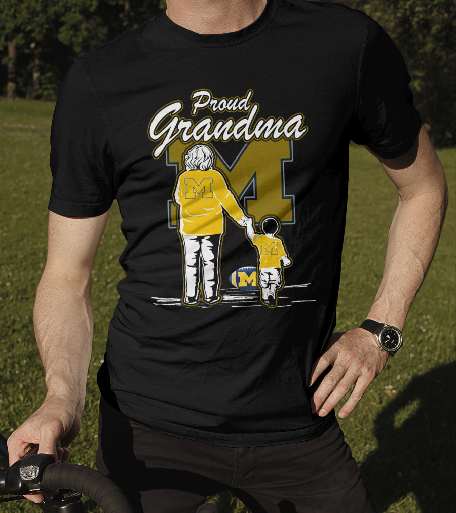 Proud Grandma Michigan Wolverines Football Fan With Large 'M' T-Shirt