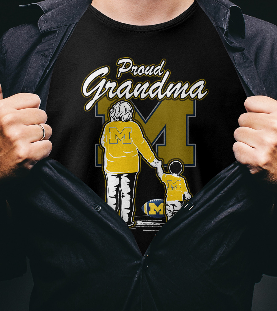 Proud Grandma Michigan Wolverines Football Fan With Large 'M' T-Shirt