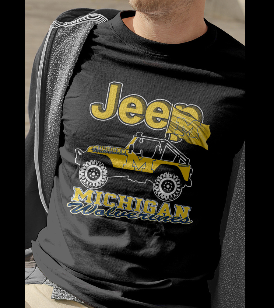 Jeep Michigan Wolverines Flag T-Shirt