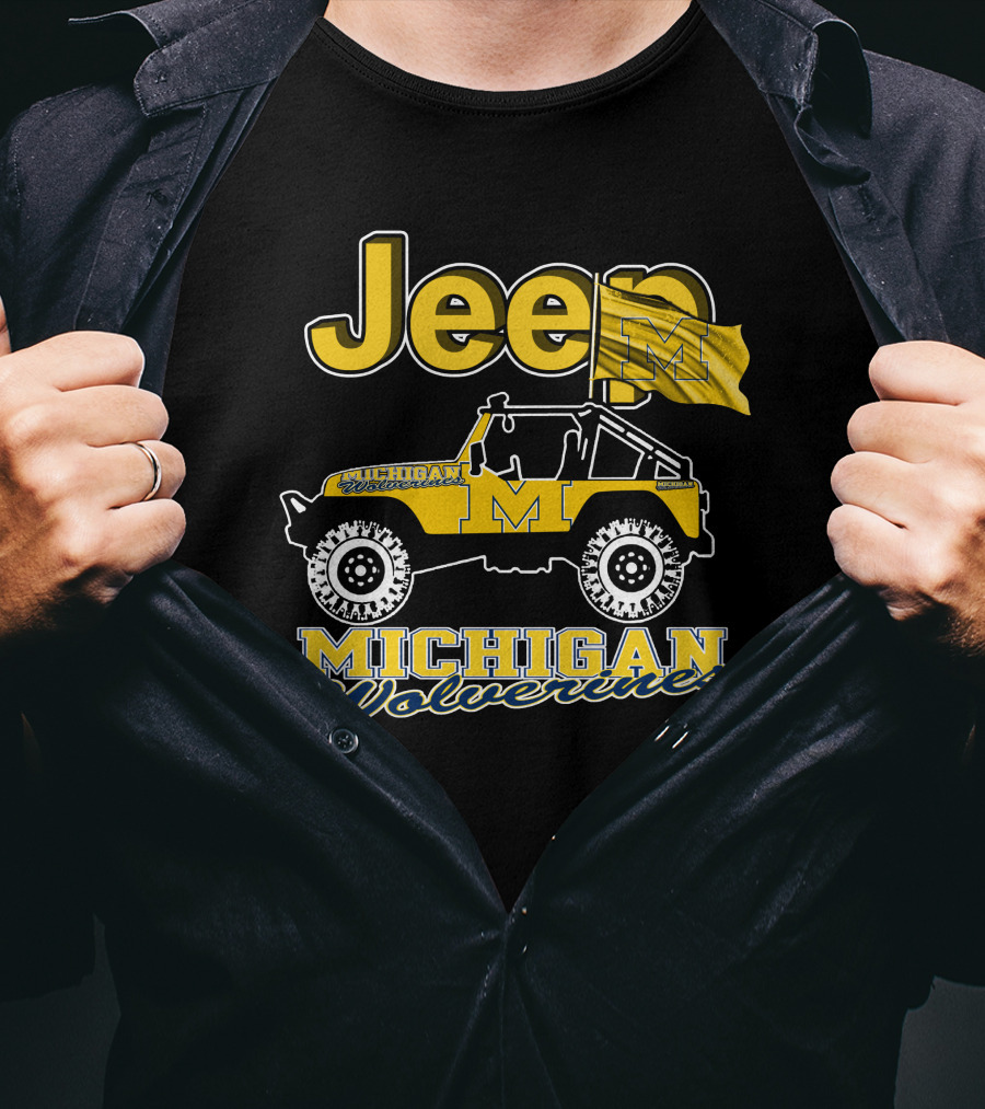 Jeep Michigan Wolverines Flag T-Shirt