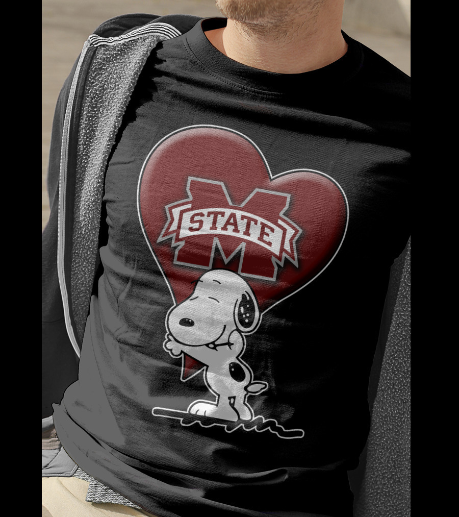 Snoopy Mississippi State Bulldogs Heart T-Shirt