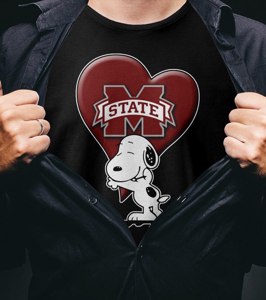 Snoopy Mississippi State Bulldogs Heart T-Shirt