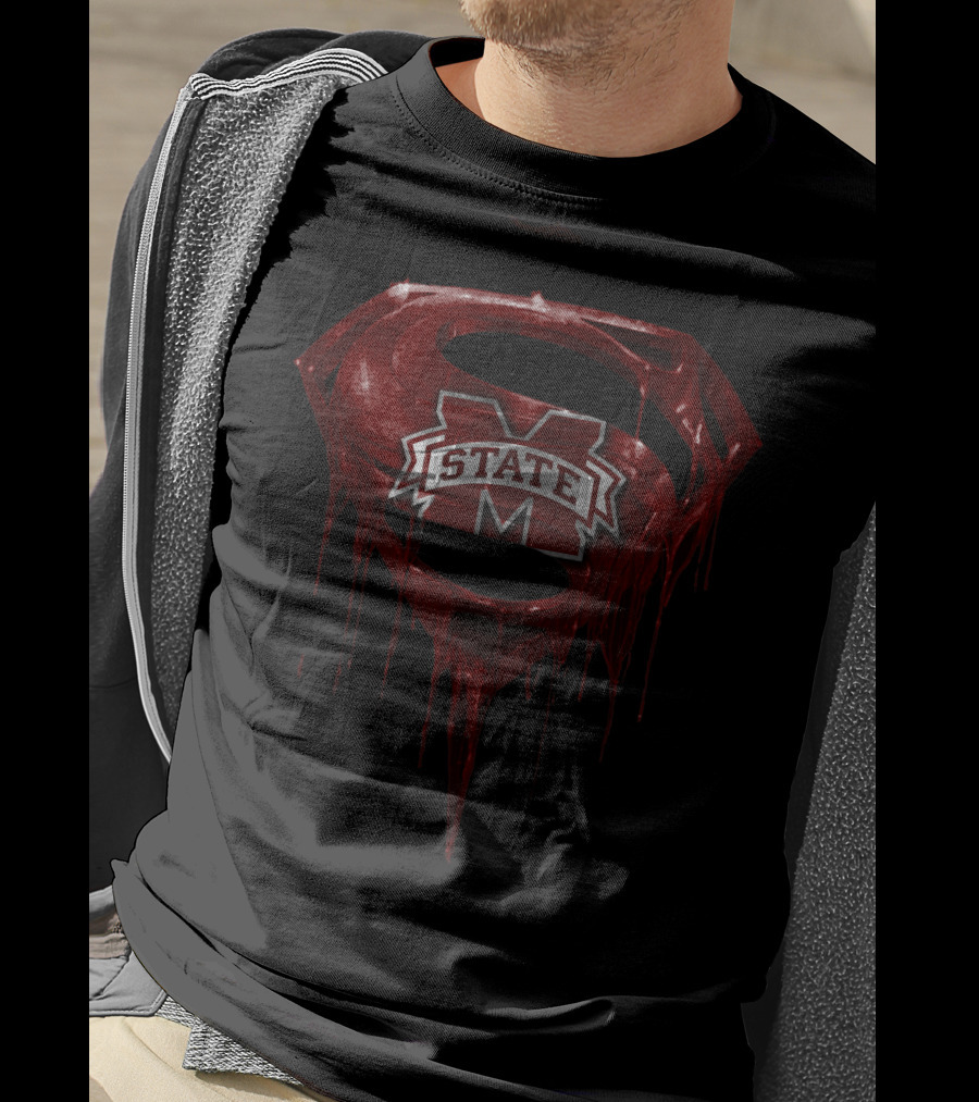Mississippi State Bulldogs Superman Dripping T-Shirt