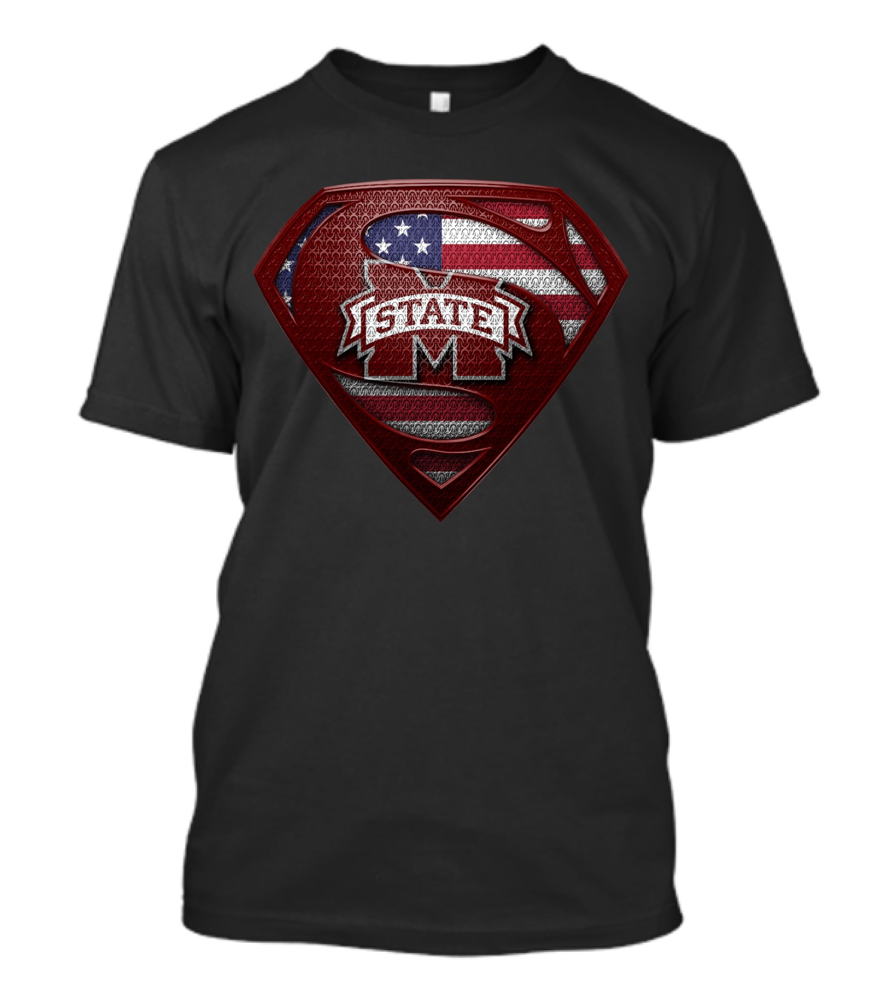 Mississippi State Bulldogs State M Superhero Usa Flag Shield T-Shirt