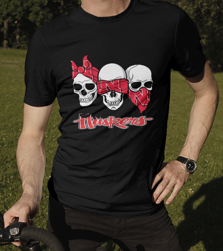 3 Skull Huskers Nebraska Cornhuskers T-Shirt