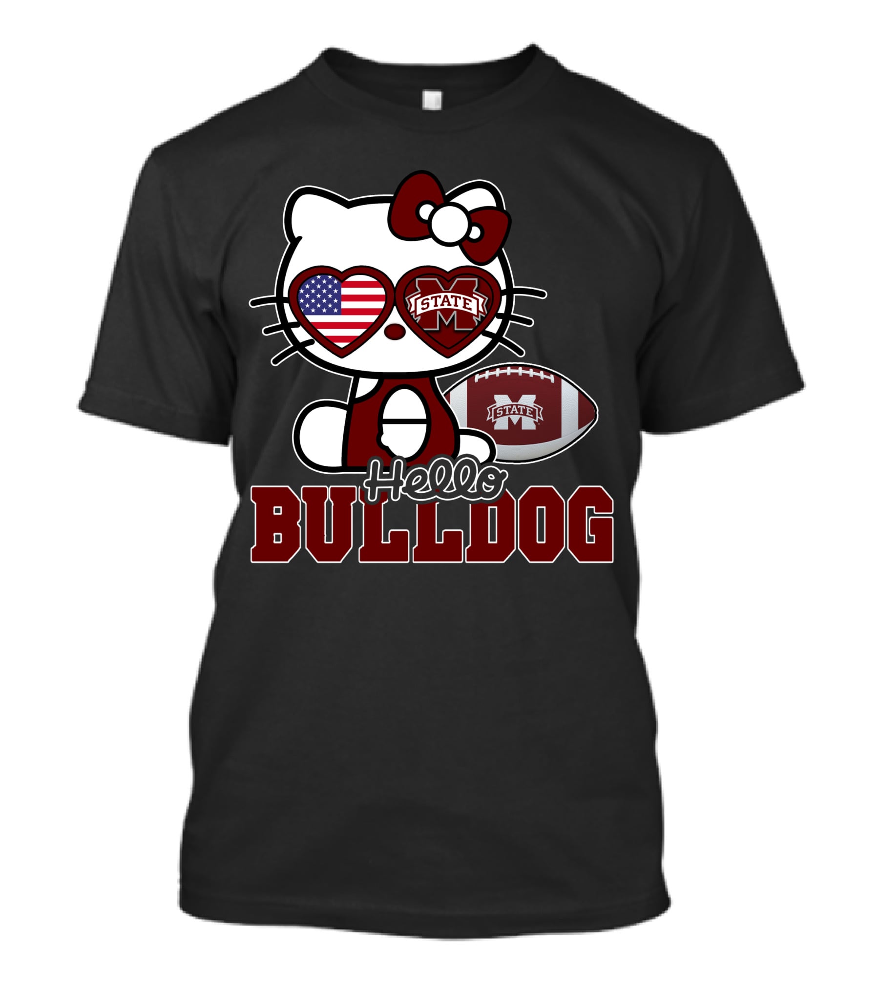 Hellokitty State Bulldogs Football USA Flag T-Shirt