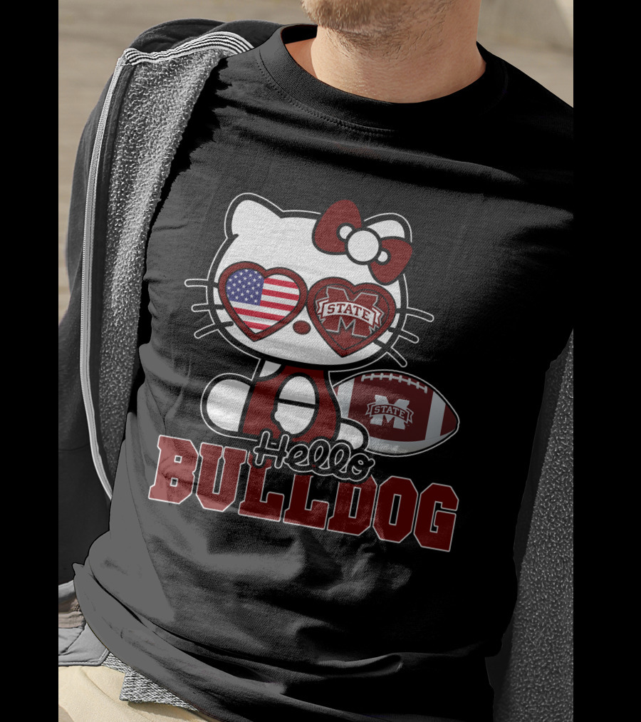 Hellokitty State Bulldogs Football USA Flag T-Shirt