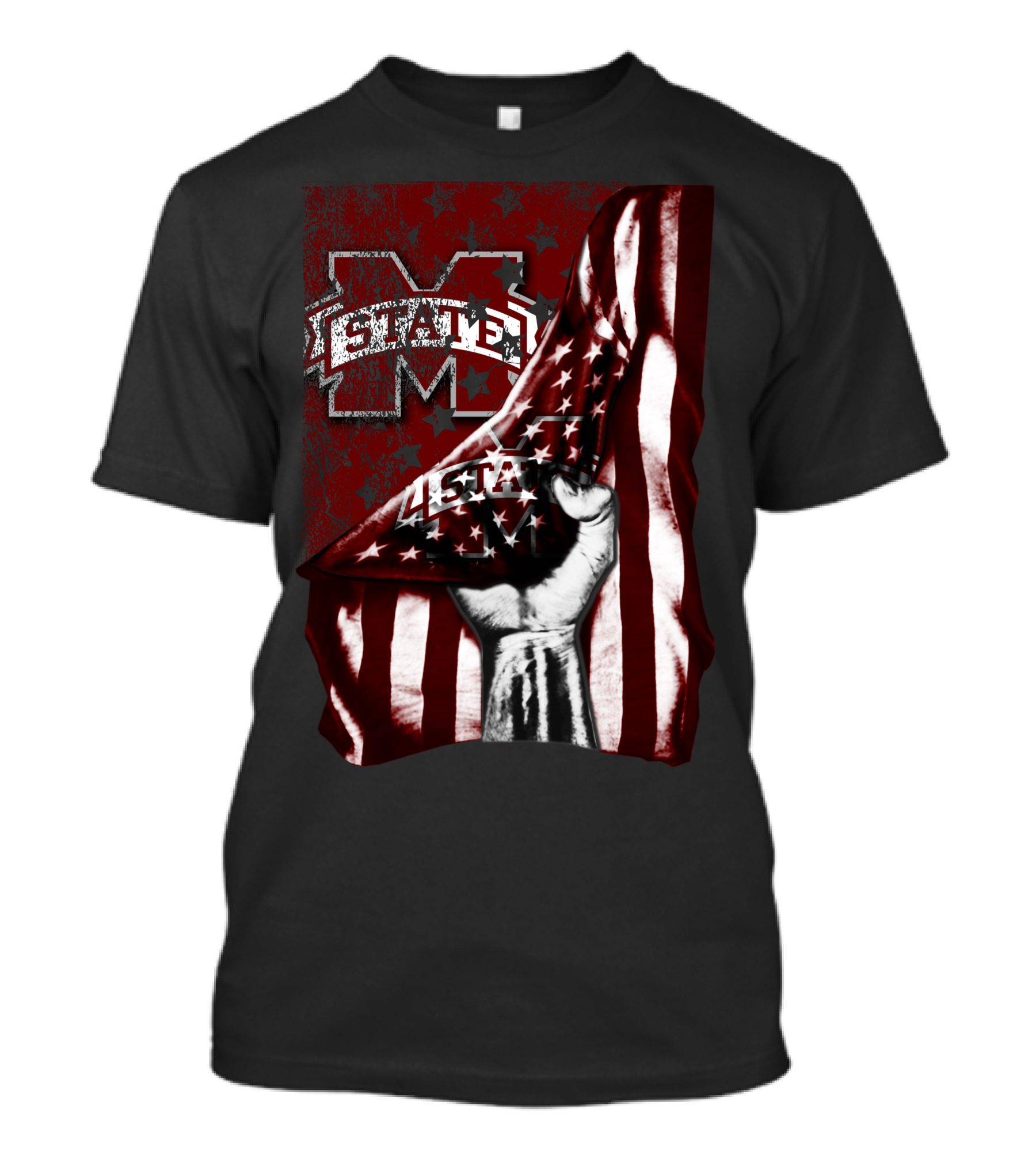 Mississippi State Bulldogs American Flag Fist T-Shirt