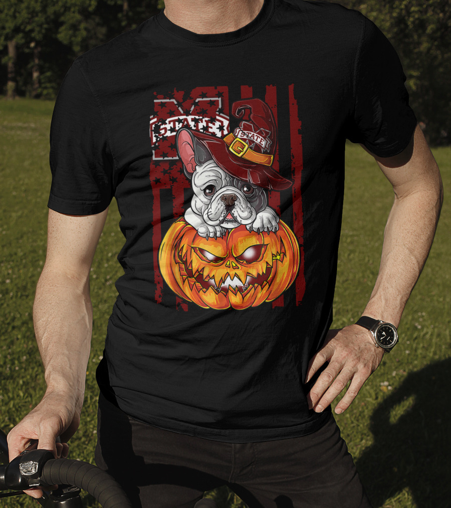 Hlw Bulldog Mississippi State Bulldogs Halloween Pumpkin Wizard Hat T-Shirt
