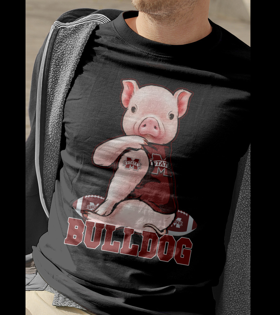 Mississippi State Bulldogs Pig With Football And Team T-Shirt