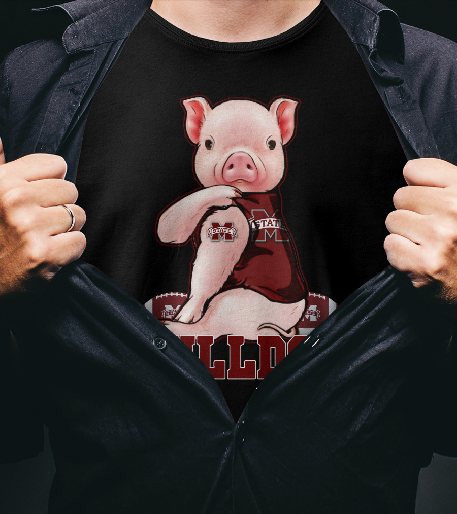 Mississippi State Bulldogs Pig With Football And Team T-Shirt