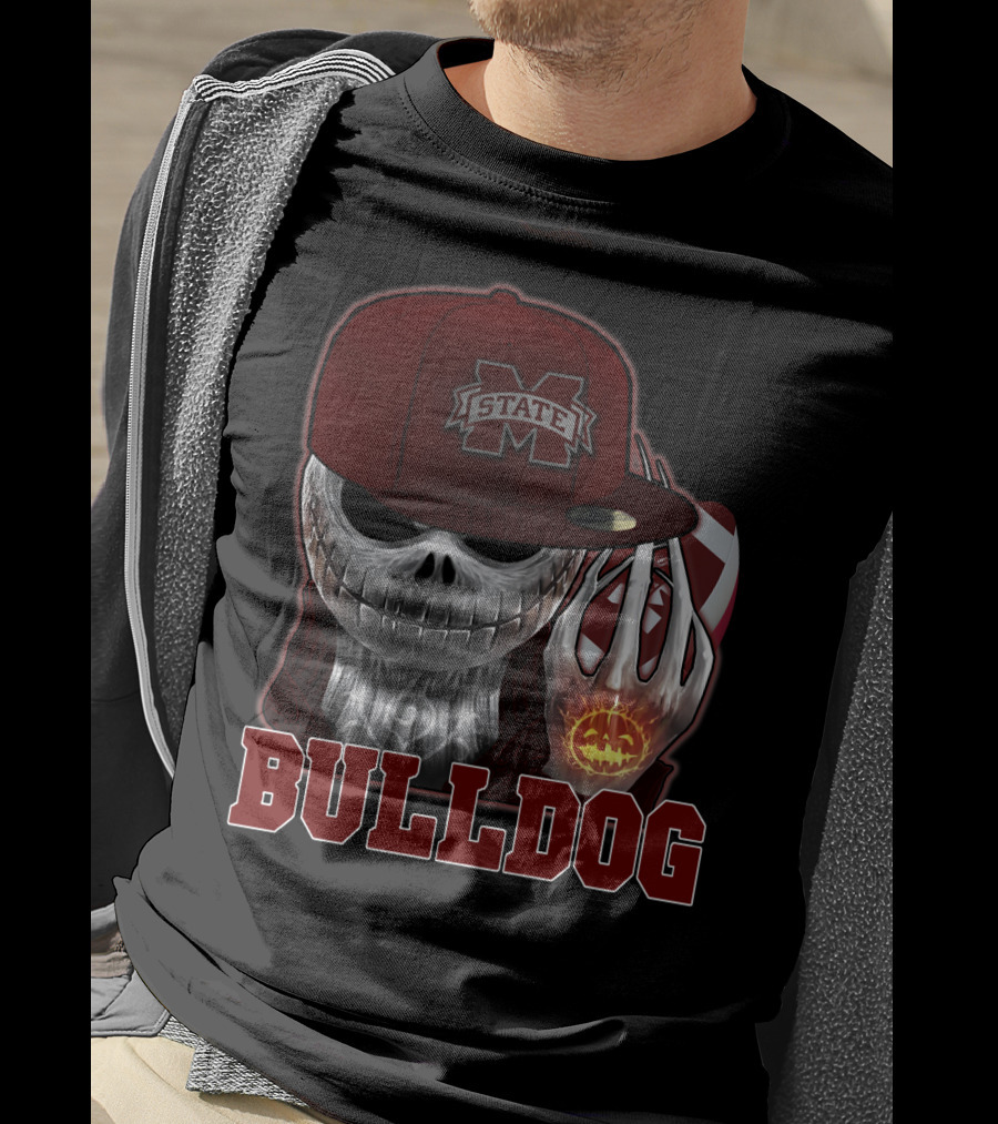 Mississippi State Bulldogs Skull Jack O' Lantern Bulldog T-Shirt