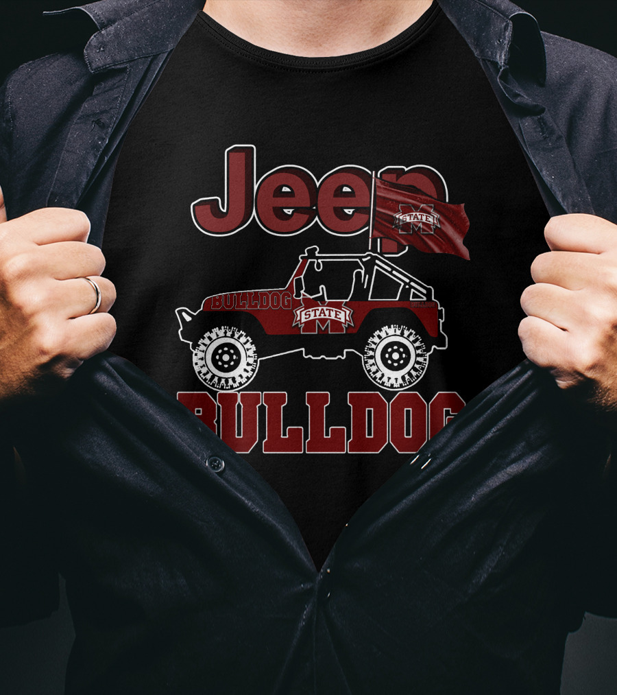Jeep Mississippi State Bulldog State Flag Rugged T-Shirt