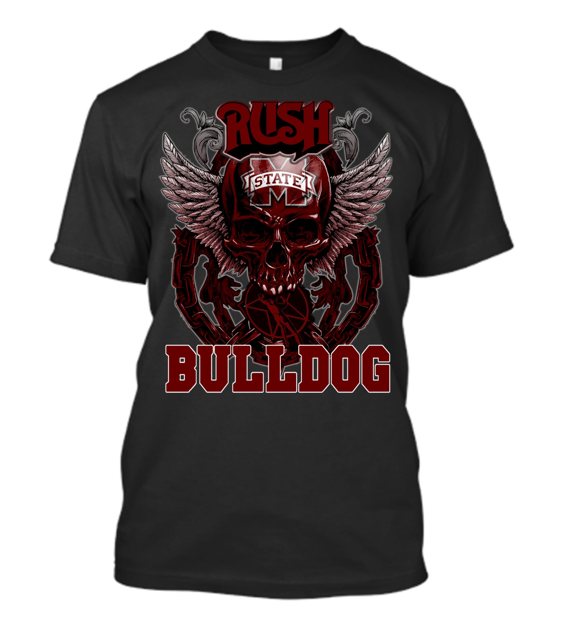 Rush Mississippi State Bulldog Winged Skull T-Shirt