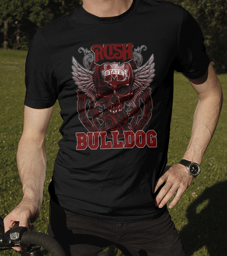 Rush Mississippi State Bulldog Winged Skull T-Shirt