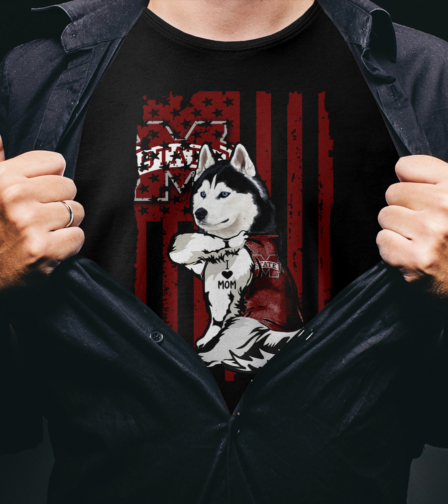 Mississippi State Bulldogs Siberian Husky I Love Mom T-Shirt
