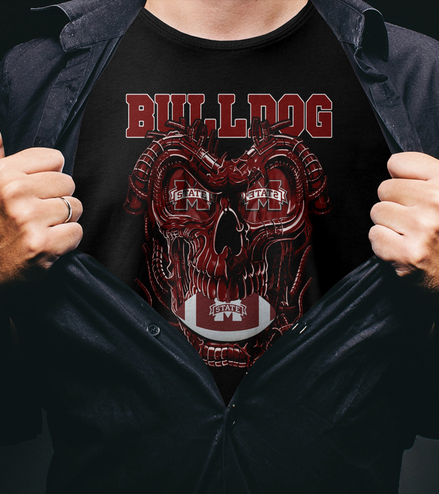 Bulldog Dragonskull Mississippi State M Football T-Shirt