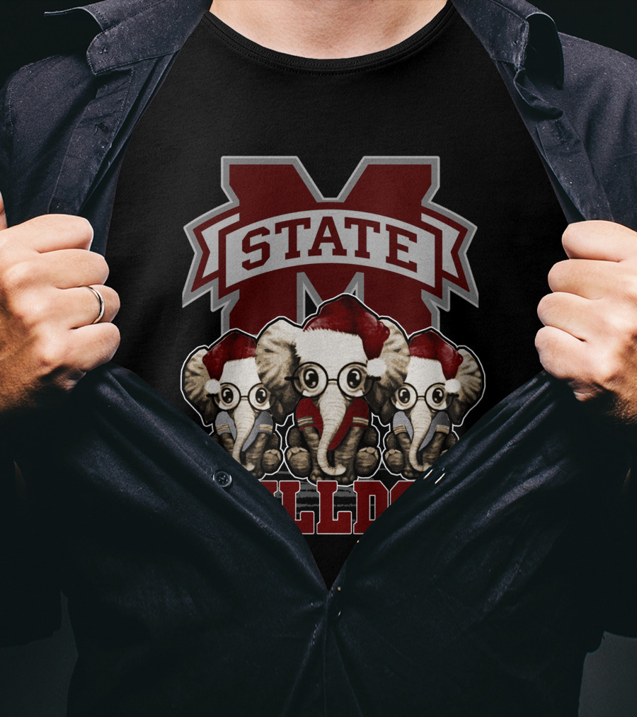 State Bulldog Elephan Xmas Mississippi T-Shirt