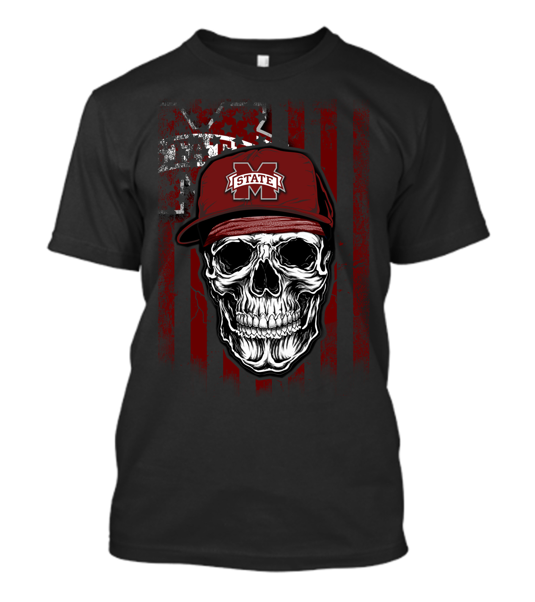 Mississippi State Bulldogs Skull With Cap T-Shirt