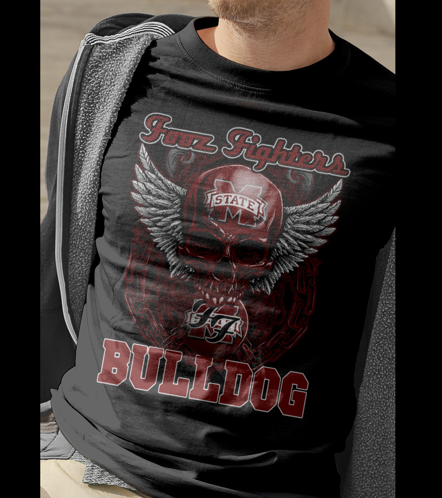 Foo Fighters Mississippi State Bulldogs Winged Skull T-Shirt