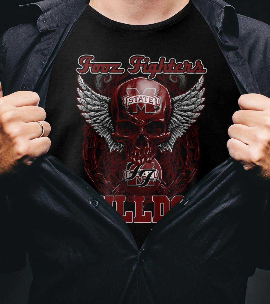 Foo Fighters Mississippi State Bulldogs Winged Skull T-Shirt