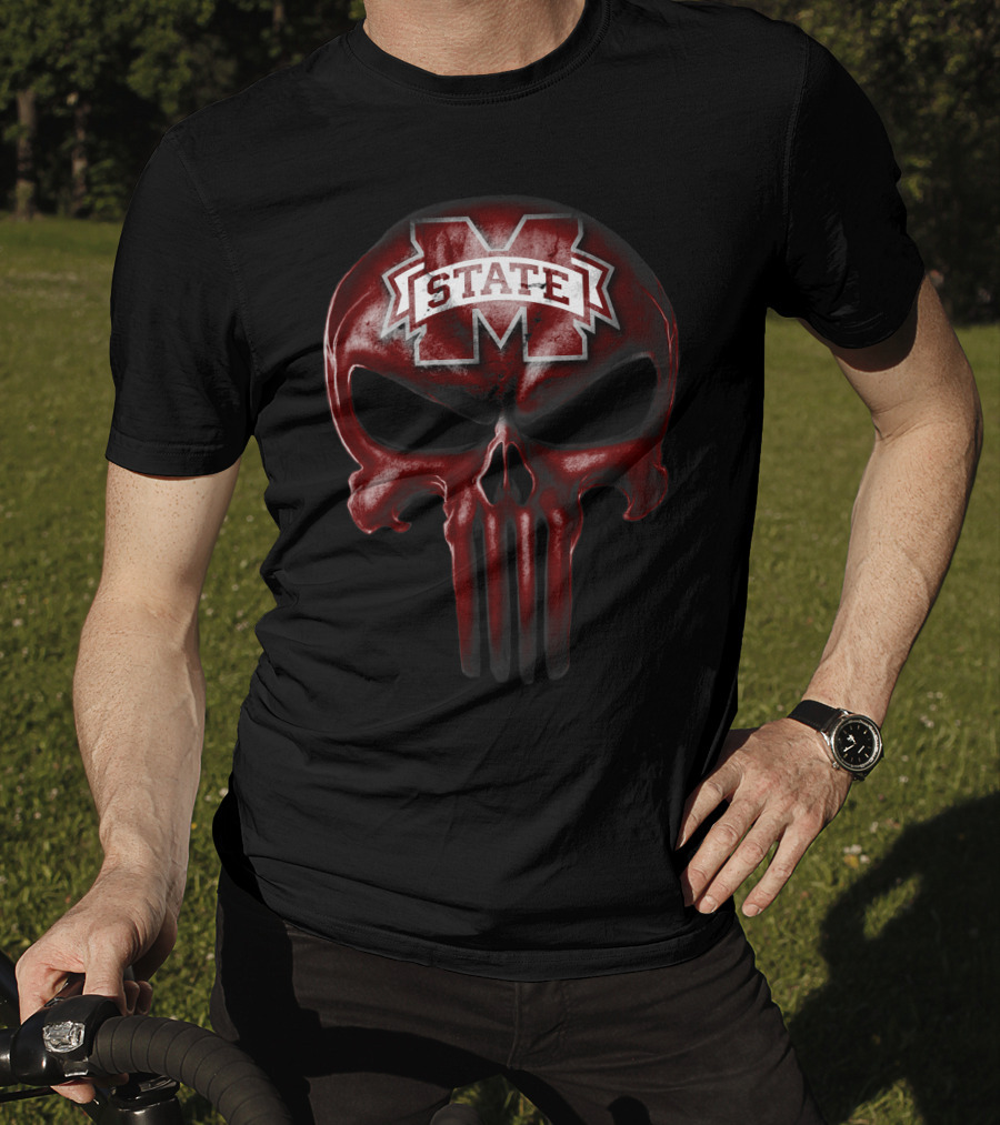 Mississippi State Bulldogs M Logo Skull T-Shirt