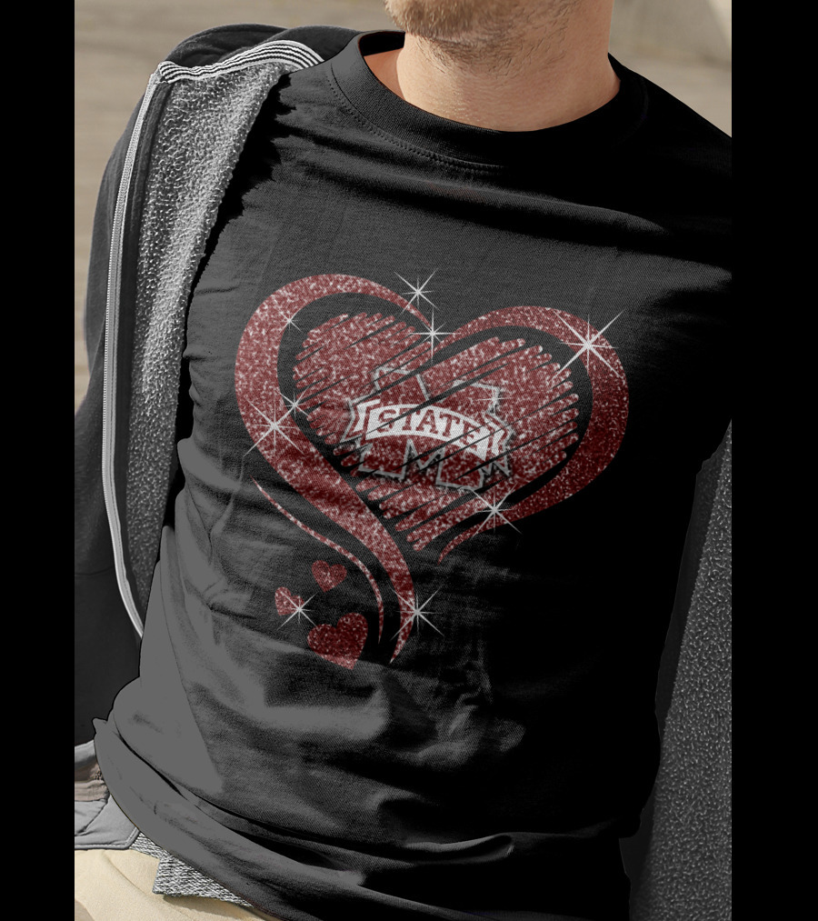 Mississippi State Bulldogs Glitter Heart T-Shirt