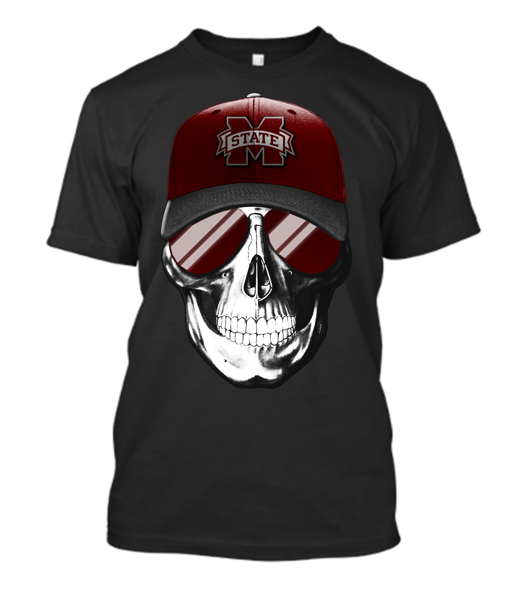 Mississippi State Bulldogs Skull With Hat And Sunglasses T-Shirt