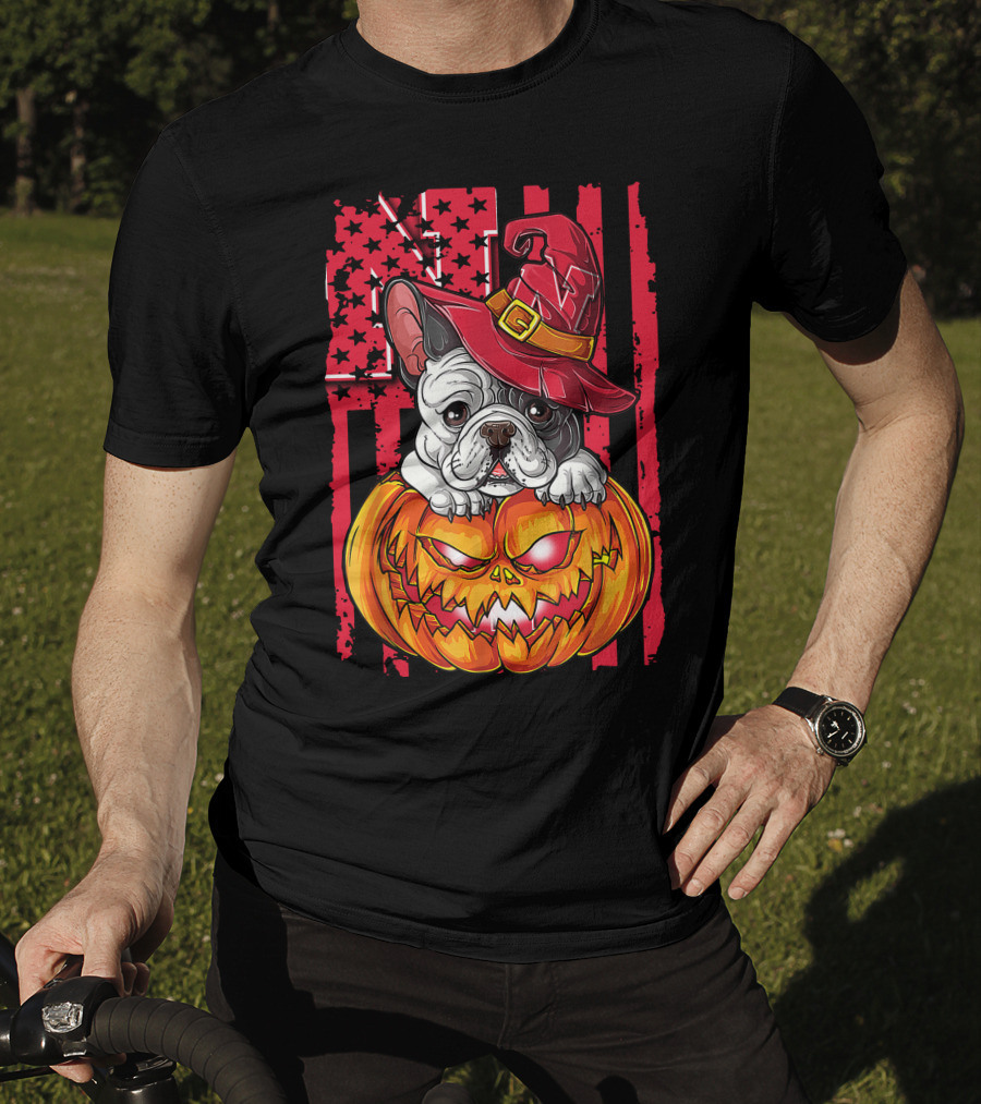 Hlw Bulldog Nebraska Cornhuskers Halloween Pumpkin Wizard Hat T-Shirt