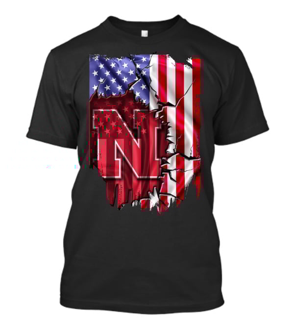 Nebraska Cornhuskers American Flag N T-Shirt
