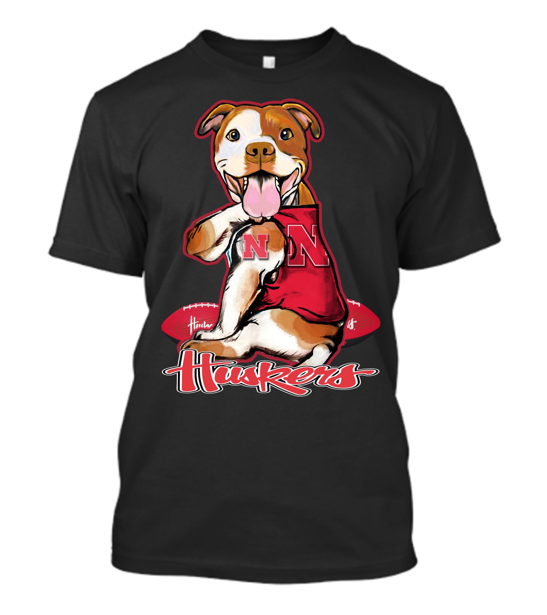 Huskers N Football Dog Nebraska Cornhuskers T-Shirt