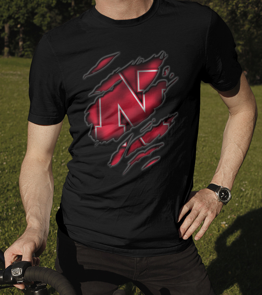 Torn Nebraska Cornhuskers N Logo Claw Marks T-Shirt