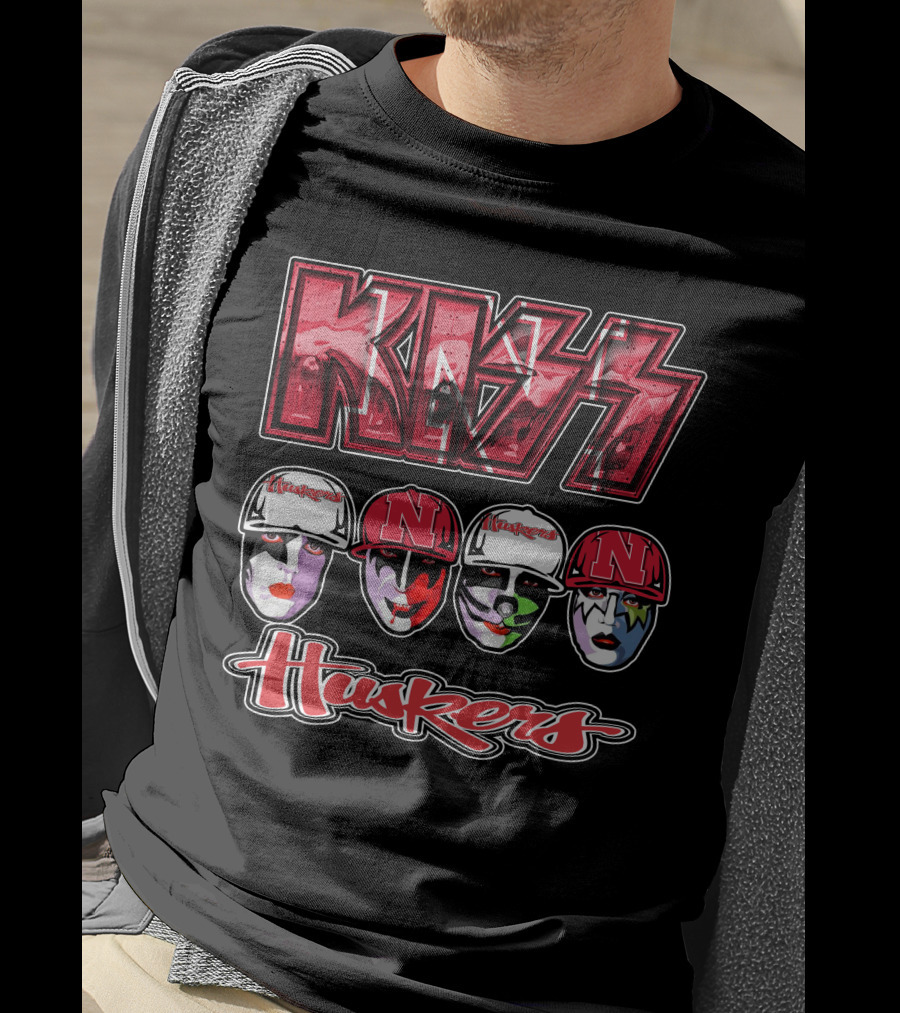 Kiss Nebraska Huskers N Cornhuskers Faces T-Shirt