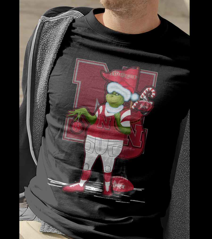 Grinchxmas Nebraska Cornhuskers Festive Football T-Shirt