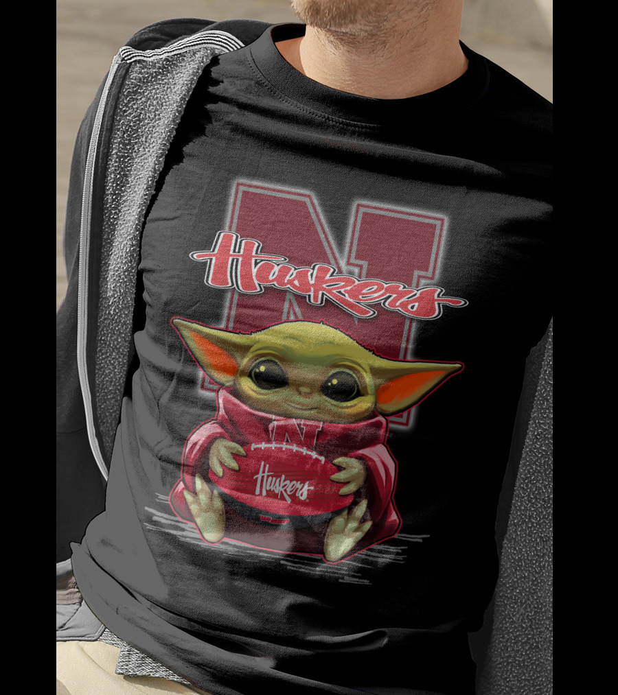 Nebraska Cornhuskers Baby Yoda Football Fan T-Shirt