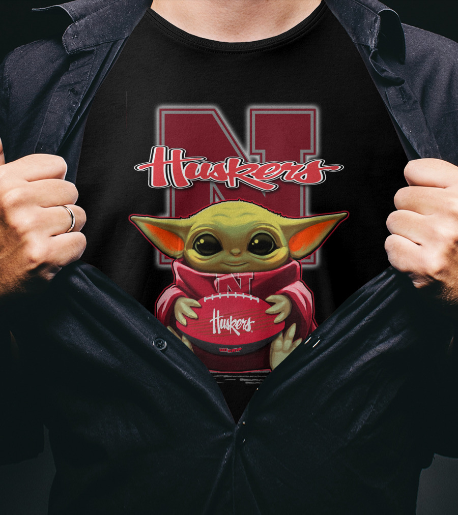 Nebraska Cornhuskers Baby Yoda Football Fan T-Shirt