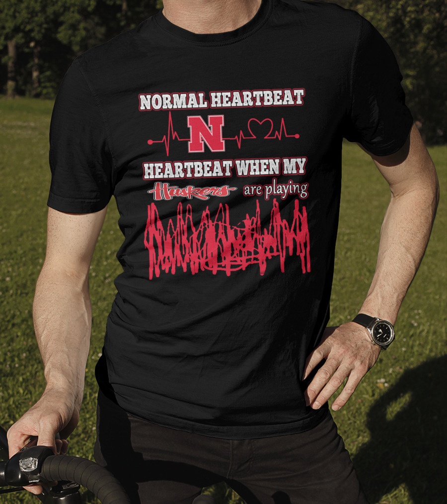 Normal Heartbeat Huskers Heartbeat When My Huskers Are Playing T-Shirt