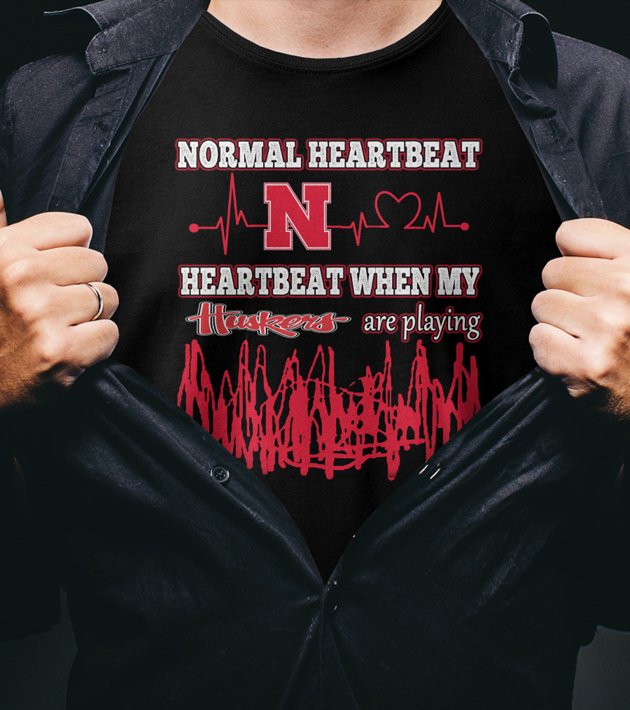 Normal Heartbeat Huskers Heartbeat When My Huskers Are Playing T-Shirt