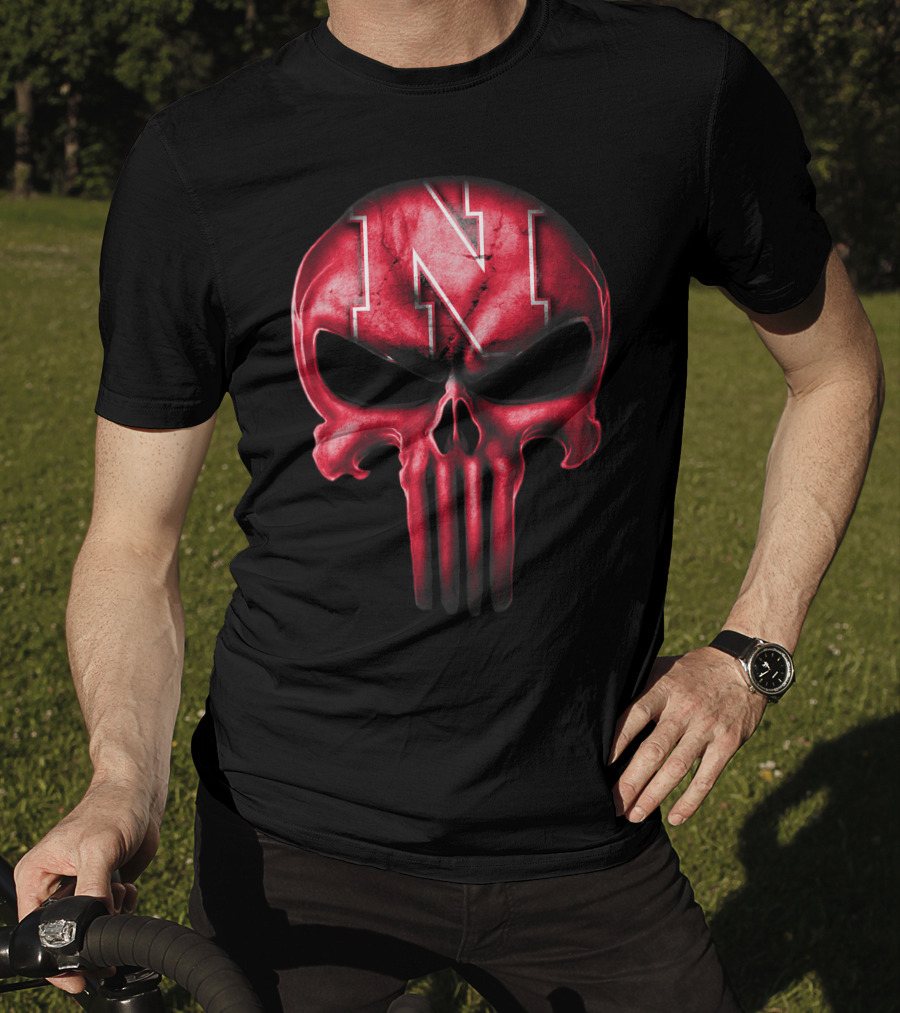Skull Punisher Logo Nebraska Cornhuskers N T-Shirt