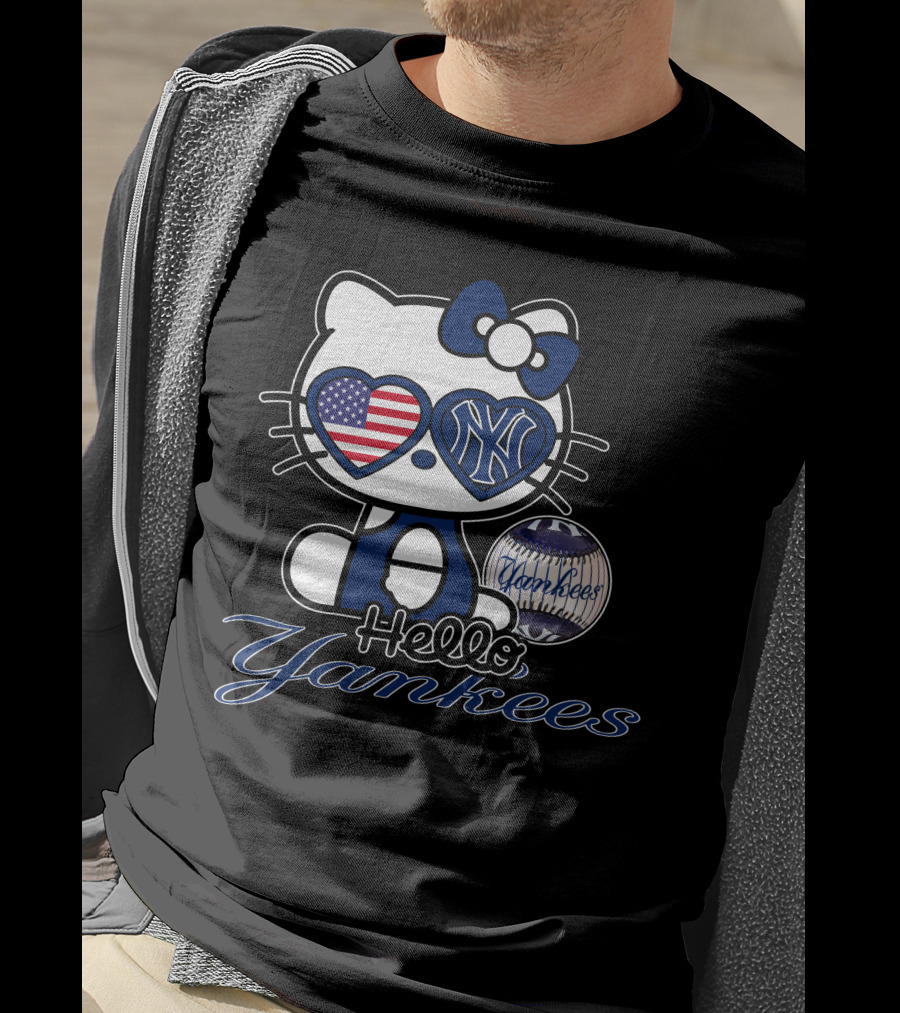 Hello Kitty Yankees American Flag Baseball T-Shirt
