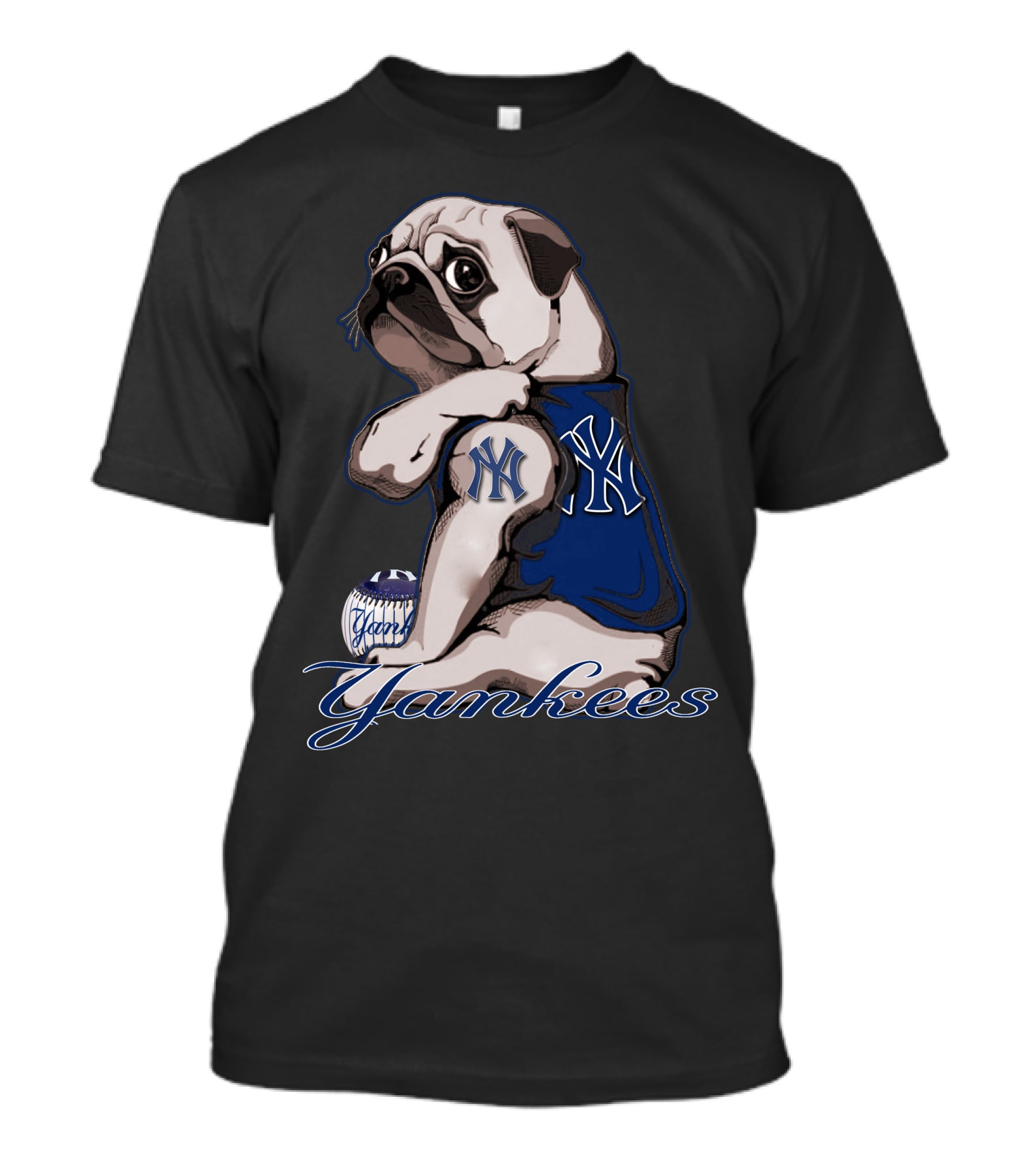 Pug Yankees Baseball T-Shirt