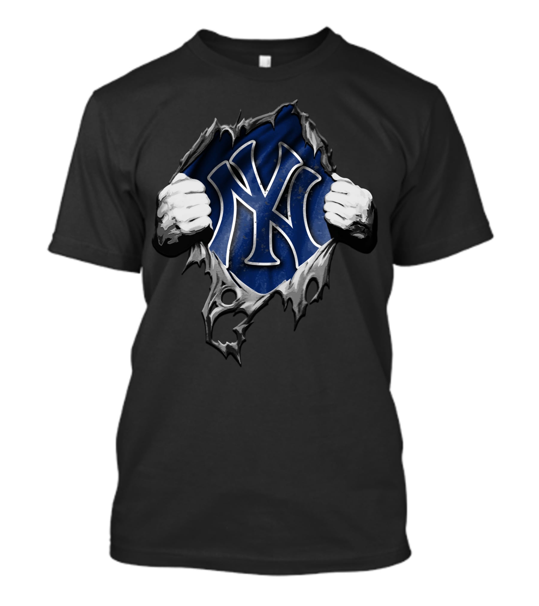 Ripped New York Yankees NY Logo With Hands T-Shirt