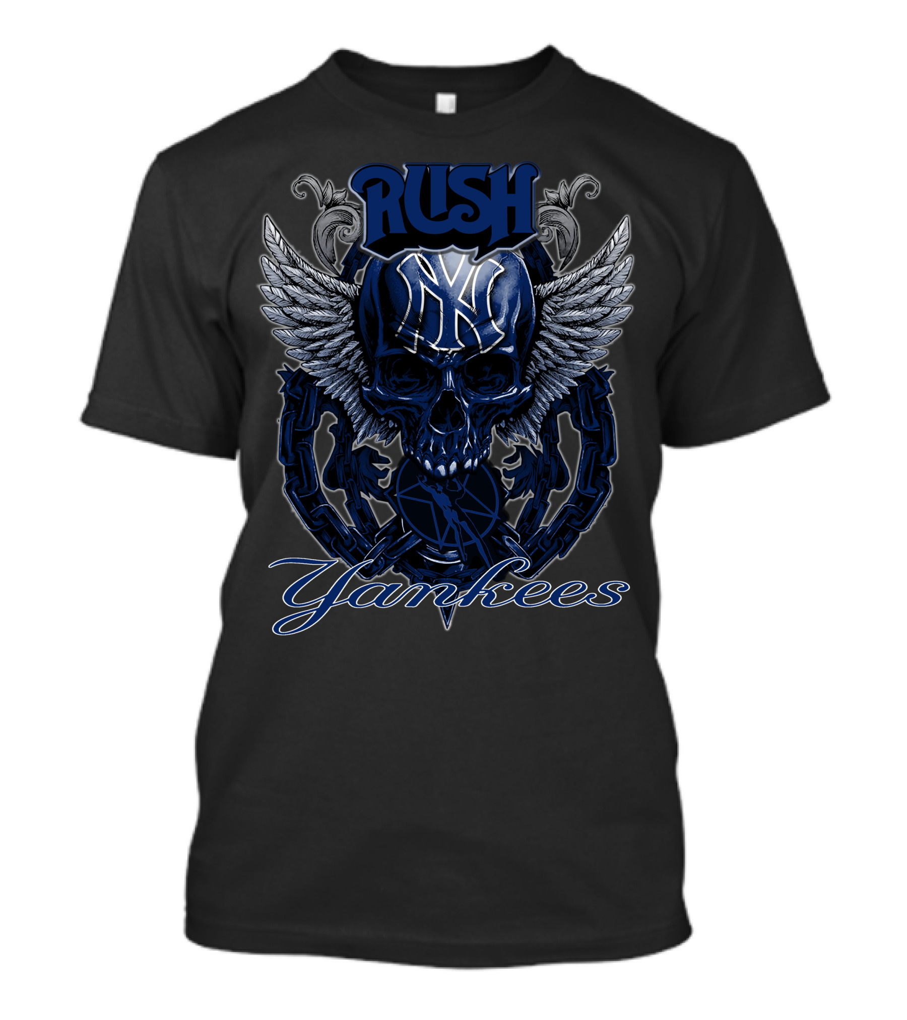 Rush Yankees Skull Wings New York T-Shirt